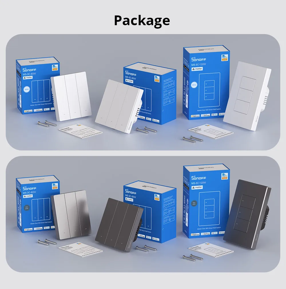 SONOFF M5 80/86Type Matter Smart Wall Switch with Physical Button Detach Relay Mode Schedule Voice Control via Alexa Google Home