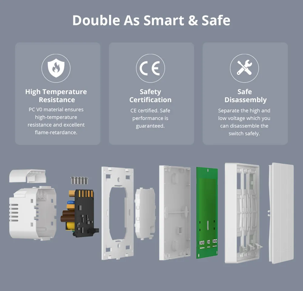 SONOFF M5 80/86Type Matter Smart Wall Switch with Physical Button Detach Relay Mode Schedule Voice Control via Alexa Google Home