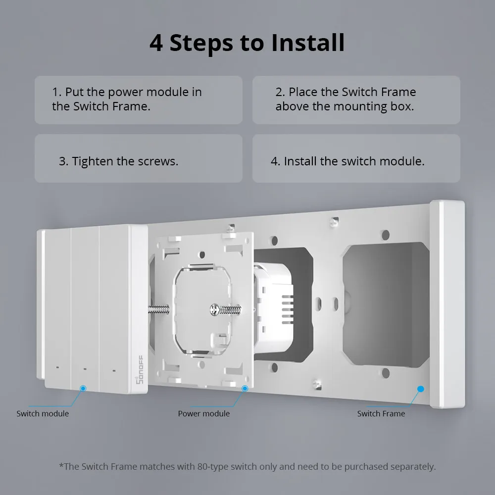 SONOFF M5 80/86Type Matter Smart Wall Switch with Physical Button Detach Relay Mode Schedule Voice Control via Alexa Google Home