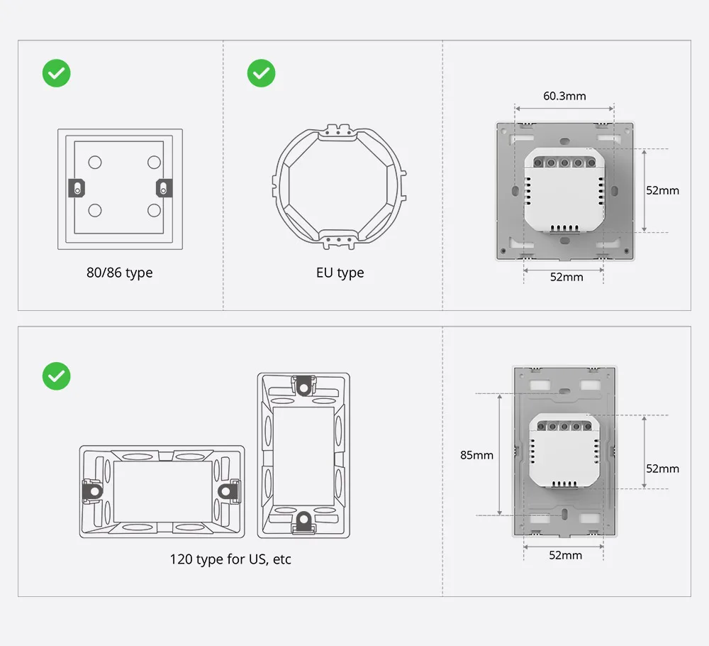 SONOFF M5 80/86Type Matter Smart Wall Switch with Physical Button Detach Relay Mode Schedule Voice Control via Alexa Google Home