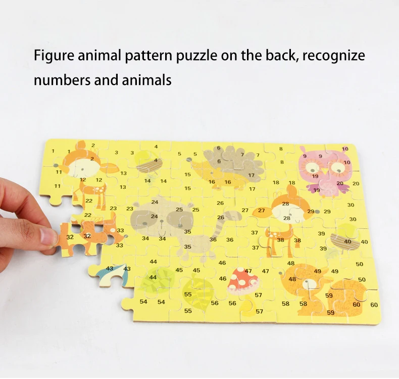 60pcs Jigsaw Cartoon Puzzle With Metal Box, Children's Early Education Animal Vehicle Puzzle, Parent-Child Interaction Game