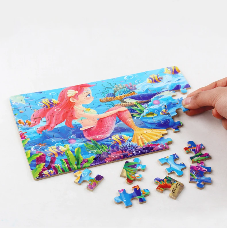 60pcs Jigsaw Cartoon Puzzle With Metal Box, Children's Early Education Animal Vehicle Puzzle, Parent-Child Interaction Game