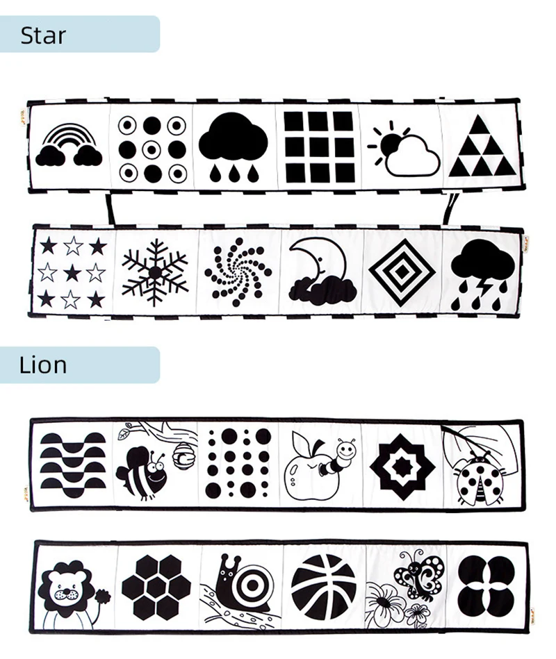 Baby Soft Cloth Book Black and White High Contrast Sensory Toys Early Education Toddlers Sensory Activity Fabric Book for Babies
