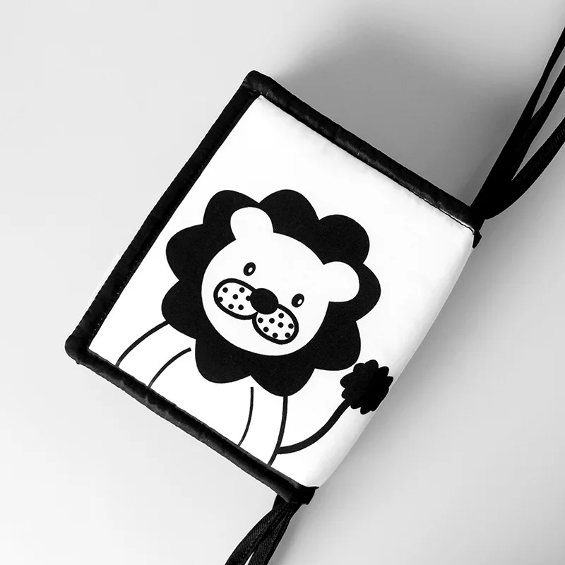 Baby Soft Cloth Book Black and White High Contrast Sensory Toys Early Education Toddlers Sensory Activity Fabric Book for Babies