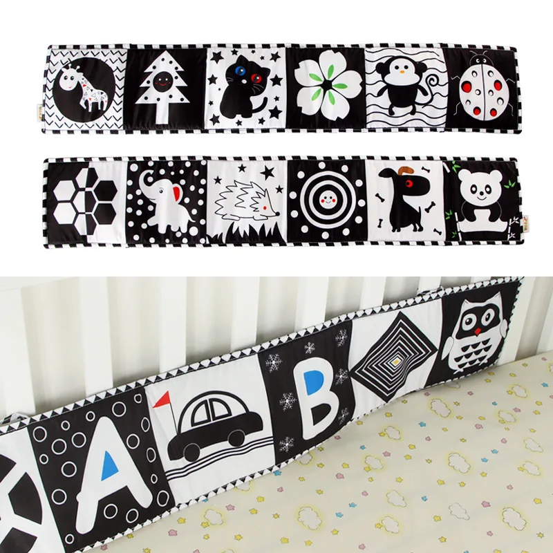Baby Soft Cloth Book Black and White High Contrast Sensory Toys Early Education Toddlers Sensory Activity Fabric Book for Babies