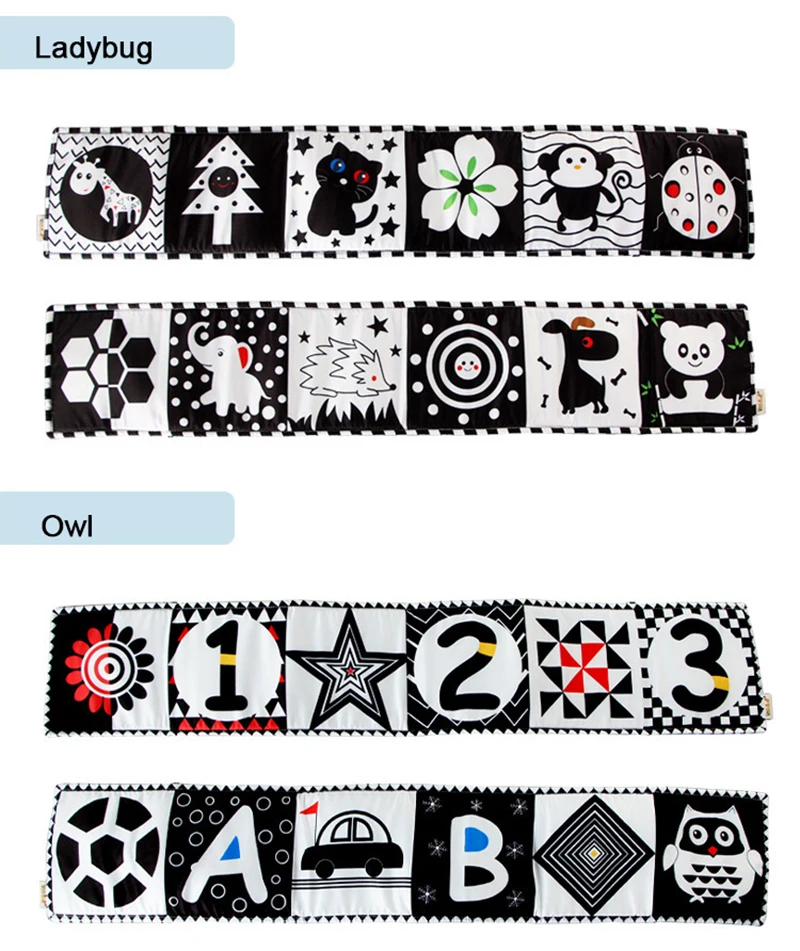 Baby Soft Cloth Book Black and White High Contrast Sensory Toys Early Education Toddlers Sensory Activity Fabric Book for Babies
