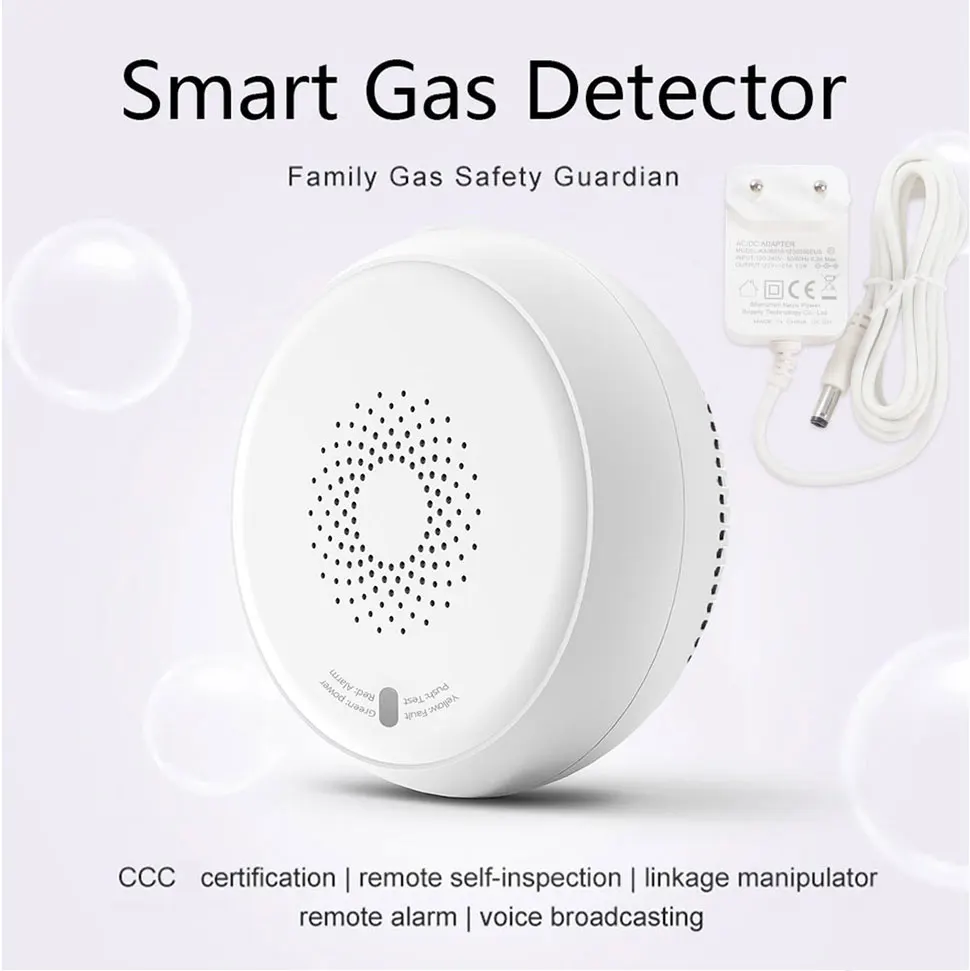 Zemismart Zigbee Smart Gas Detected Sensor for Pipeline Natural Gas Security Alarm System Gas Leakage Detector Work with Tuya