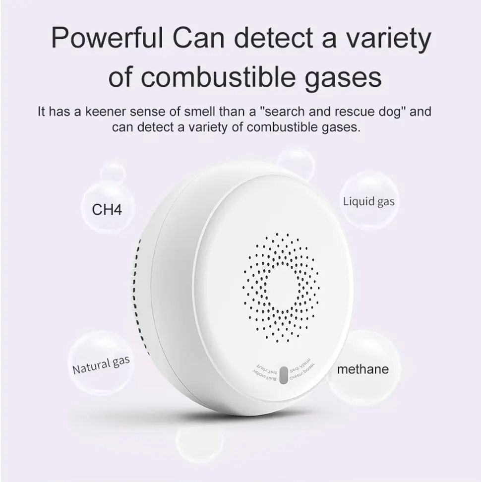 Zemismart Zigbee Smart Gas Detected Sensor for Pipeline Natural Gas Security Alarm System Gas Leakage Detector Work with Tuya
