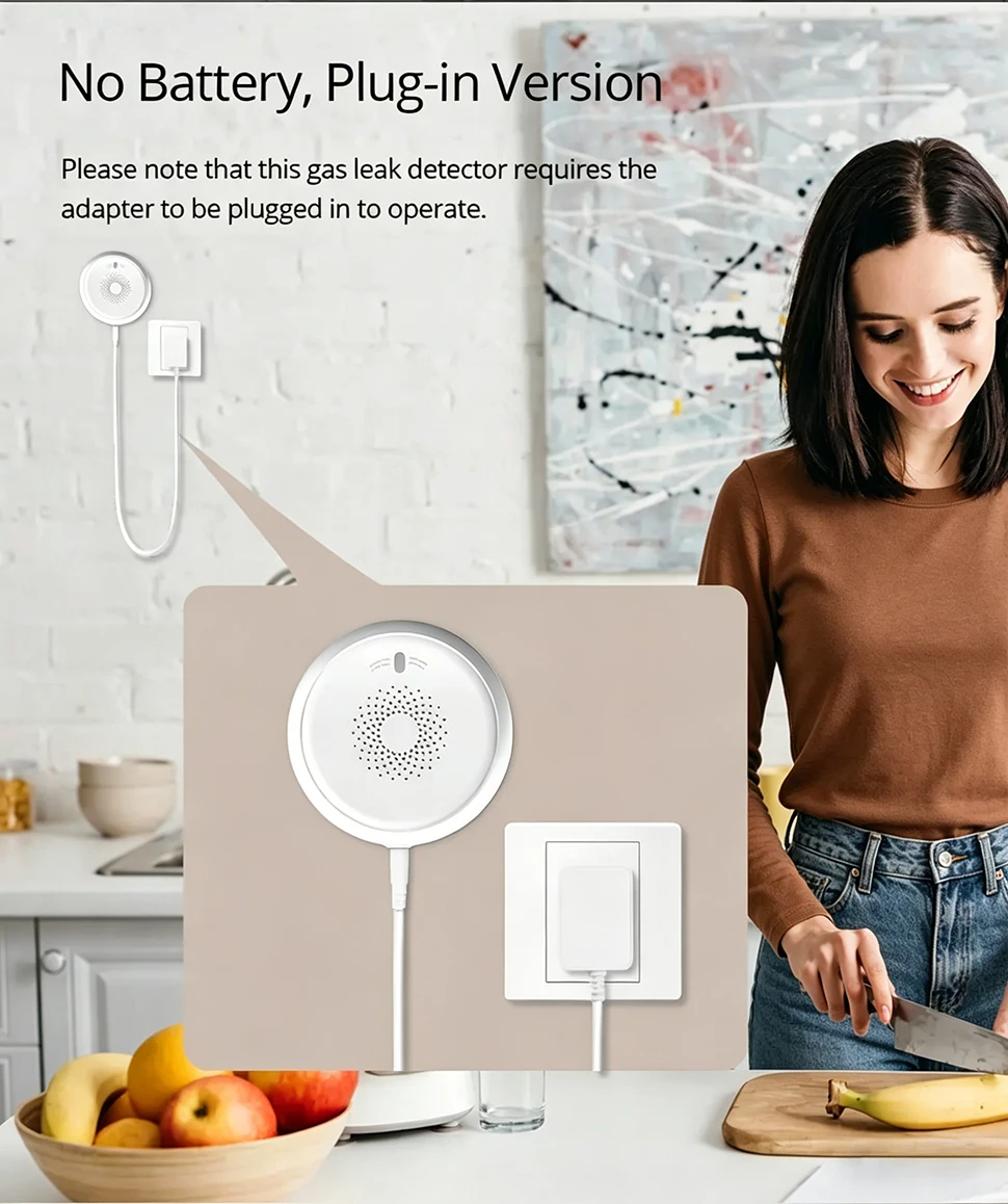 Zemismart Zigbee Smart Gas Detected Sensor for Pipeline Natural Gas Security Alarm System Gas Leakage Detector Work with Tuya