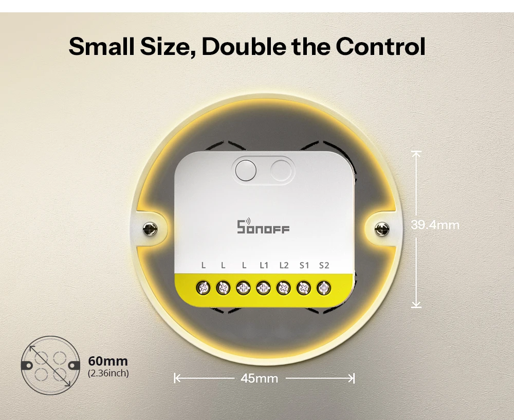 SONOFF MINI-ZB2GS-L Zigbee Protocol No Neutral Required MINI DUO-L 2-Gang Zigbee Smart Switch Dual Channel Control With ZB Hubs