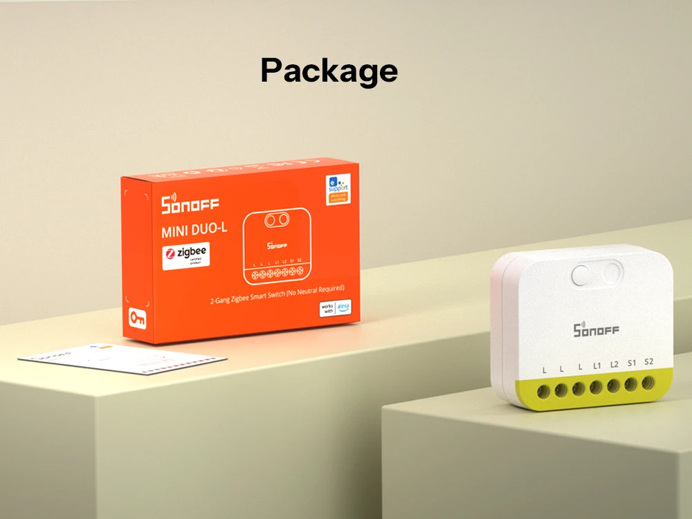 SONOFF MINI-ZB2GS-L Zigbee Protocol No Neutral Required MINI DUO-L 2-Gang Zigbee Smart Switch Dual Channel Control With ZB Hubs