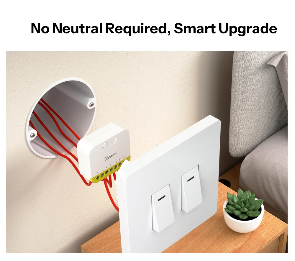 SONOFF MINI-ZB2GS-L Zigbee Protocol No Neutral Required MINI DUO-L 2-Gang Zigbee Smart Switch Dual Channel Control With ZB Hubs