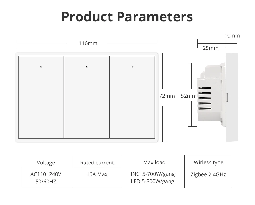 Zemismart Zigbee US Wall Light Switch Work with Tuya Smart Life APP No Neutral Interruptor Timer Alexa Google Home Voice Control