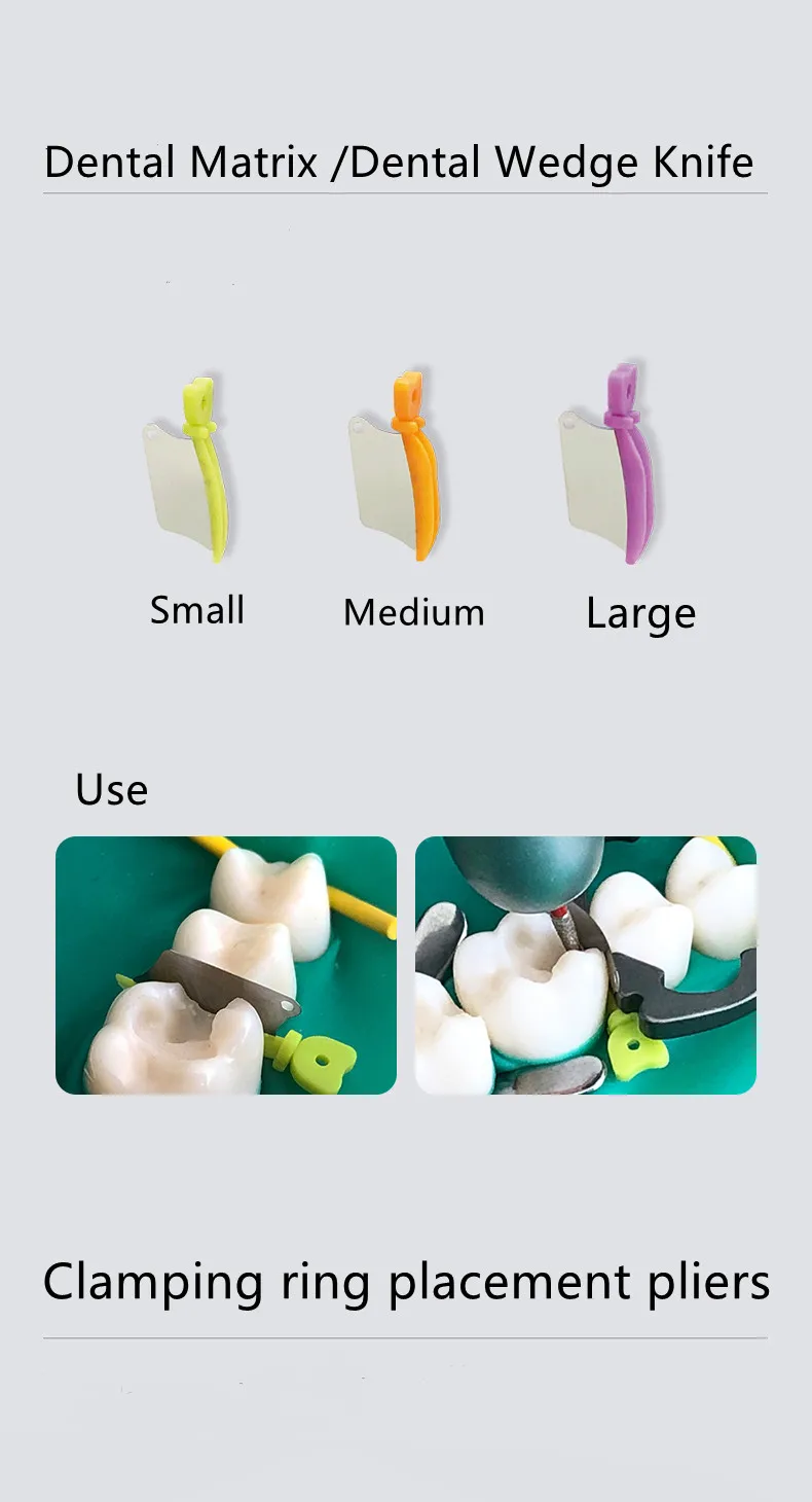 Dental Matrix Sectional Contoured Metal Matrices Matrix System Clamping Ring Wedge Knife Adaptive Interdental Wedge Dental Plier