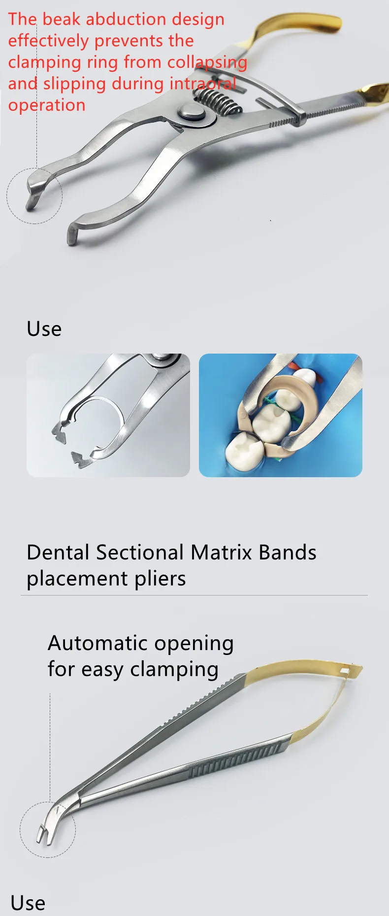 Dental Matrix Sectional Contoured Metal Matrices Matrix System Clamping Ring Wedge Knife Adaptive Interdental Wedge Dental Plier