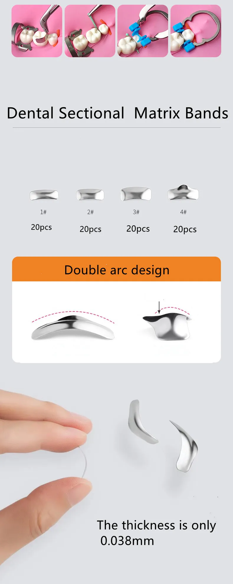 Dental Matrix Sectional Contoured Metal Matrices Matrix System Clamping Ring Wedge Knife Adaptive Interdental Wedge Dental Plier