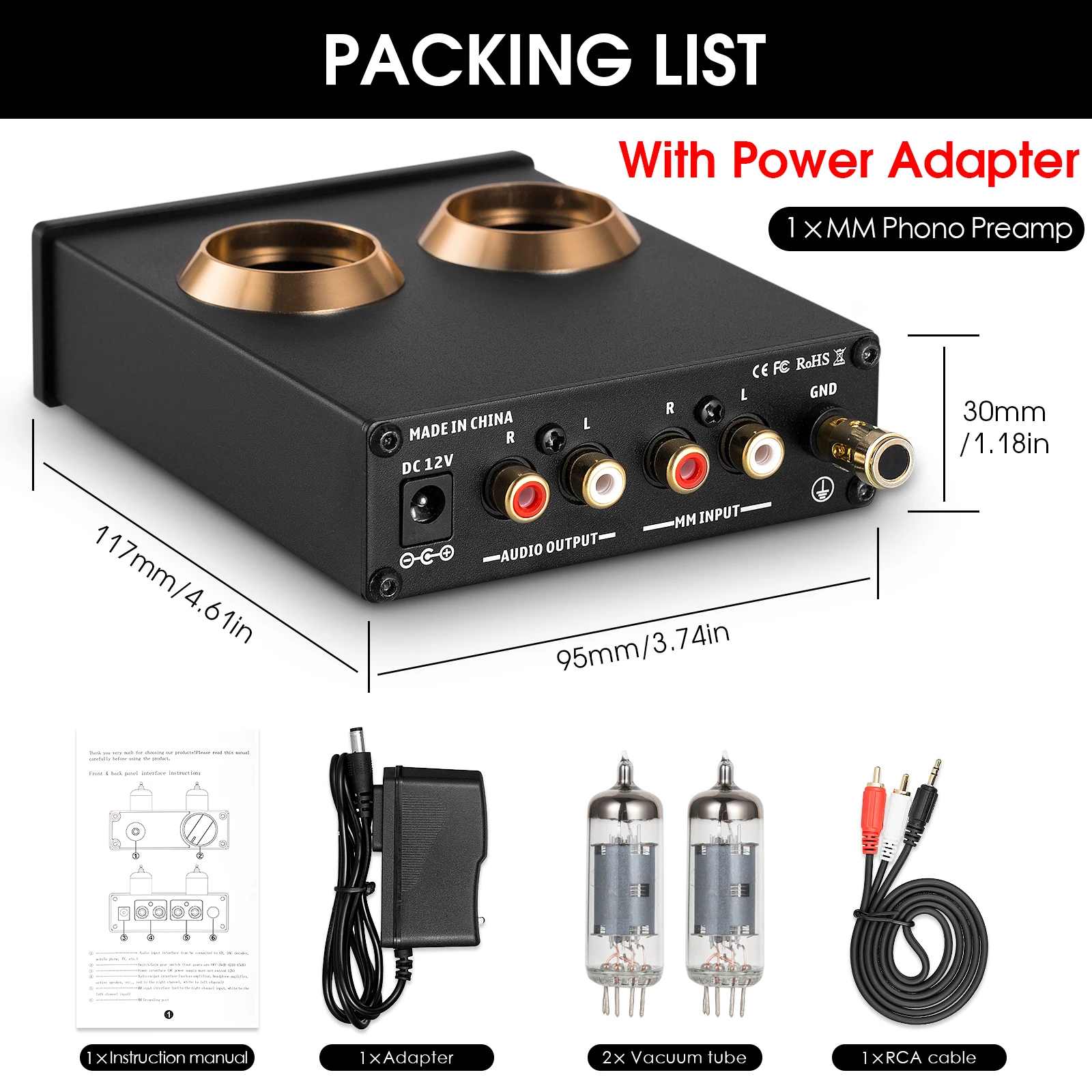 Douk Audio T3 PRO Mini MM RIAA Phono Turntable Preamp Line Level Amp HiFi Stereo RCA Valve Tube Desktop Preamplifier