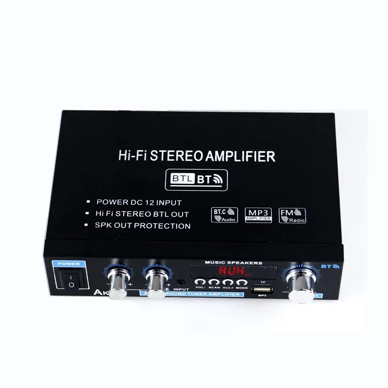 AK35 AK380 800W Home Power Amplifiers 2 Channel Bluetooth 5.0 Surround Sound FM USB Remote Control Mini HIFI Digital Amplifier