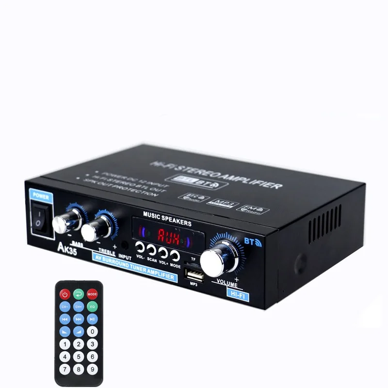 AK35 AK380 800W Home Power Amplifiers 2 Channel Bluetooth 5.0 Surround Sound FM USB Remote Control Mini HIFI Digital Amplifier