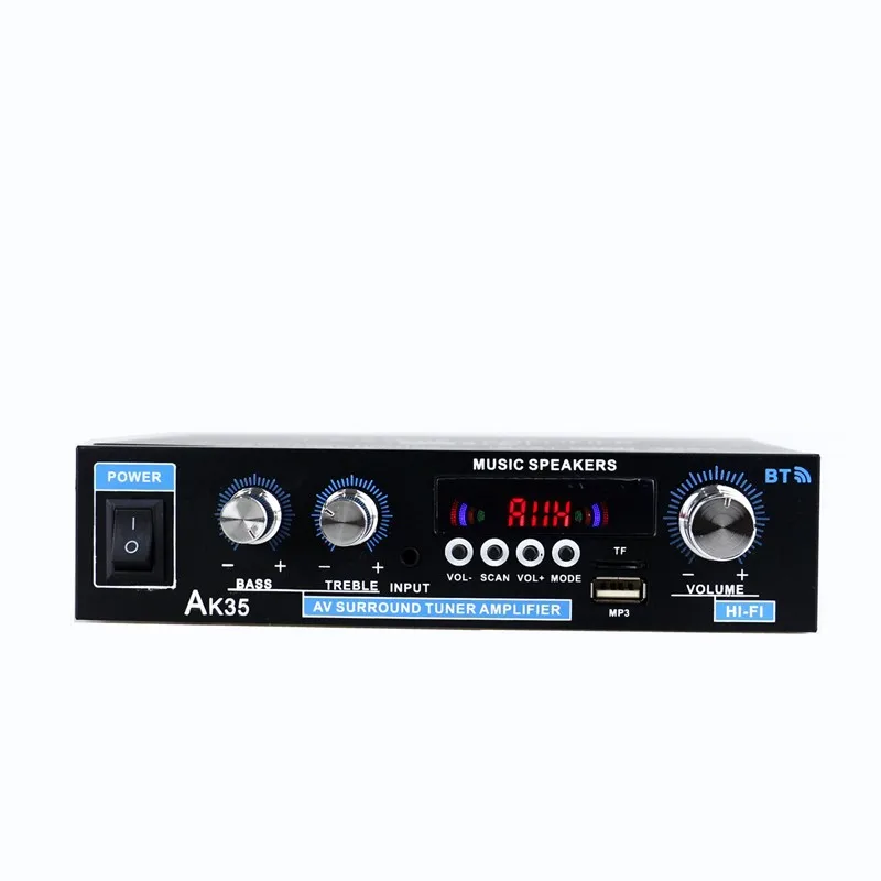AK35 AK380 800W Home Power Amplifiers 2 Channel Bluetooth 5.0 Surround Sound FM USB Remote Control Mini HIFI Digital Amplifier