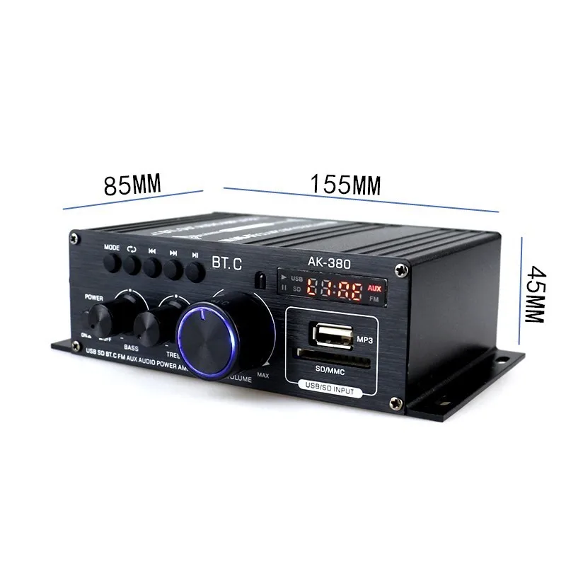 AK35 AK380 800W Home Power Amplifiers 2 Channel Bluetooth 5.0 Surround Sound FM USB Remote Control Mini HIFI Digital Amplifier