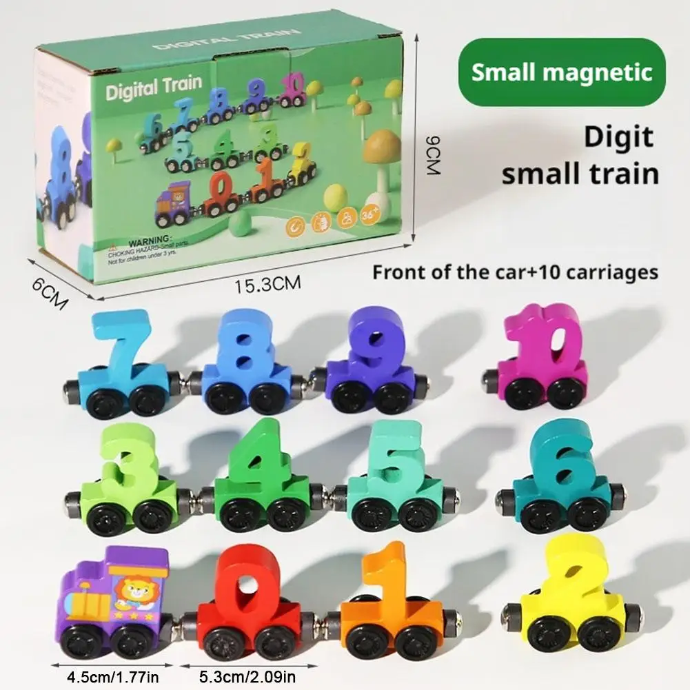 Wooden Magnetic Number Train Toys Montessori Educational Toy Train Kit Early Cognition Learning Teaching Sets For Toddlers