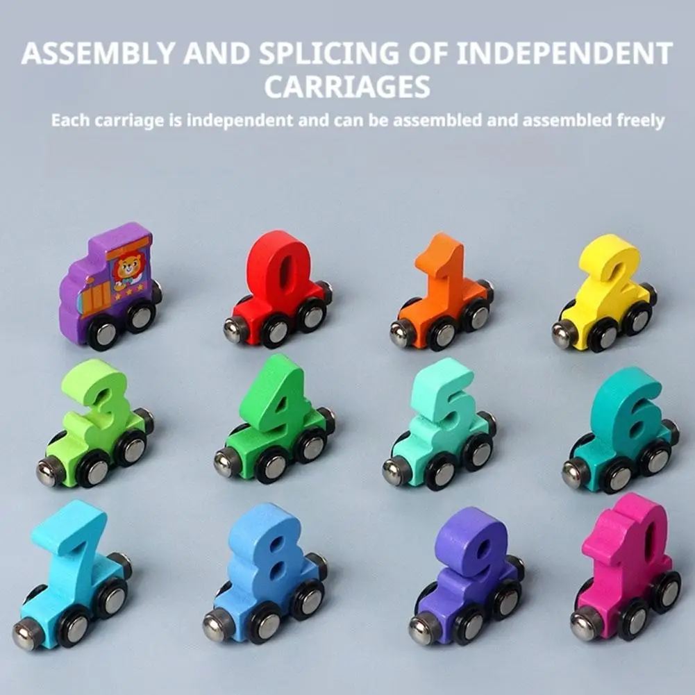 Wooden Magnetic Number Train Toys Montessori Educational Toy Train Kit Early Cognition Learning Teaching Sets For Toddlers