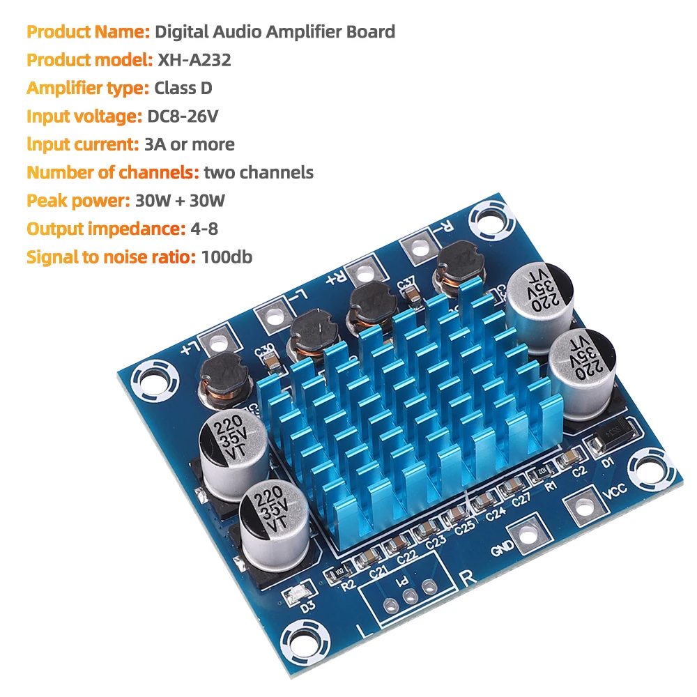 1PCS DC12-26V 2*120W Dual Channel Digital Stereo Audio Power Amplifier Board High Power CS8673 DIY 240W Amplificador Sound Board