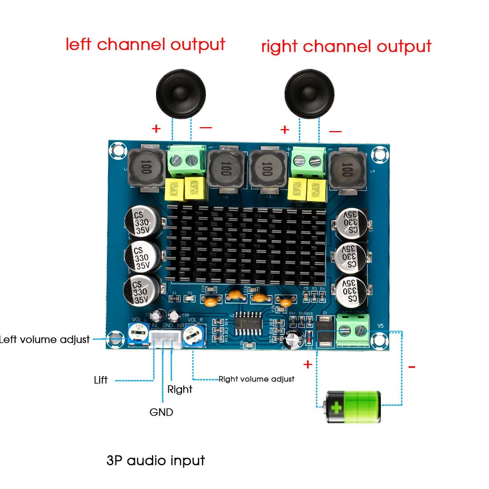 1PCS DC12-26V 2*120W Dual Channel Digital Stereo Audio Power Amplifier Board High Power CS8673 DIY 240W Amplificador Sound Board