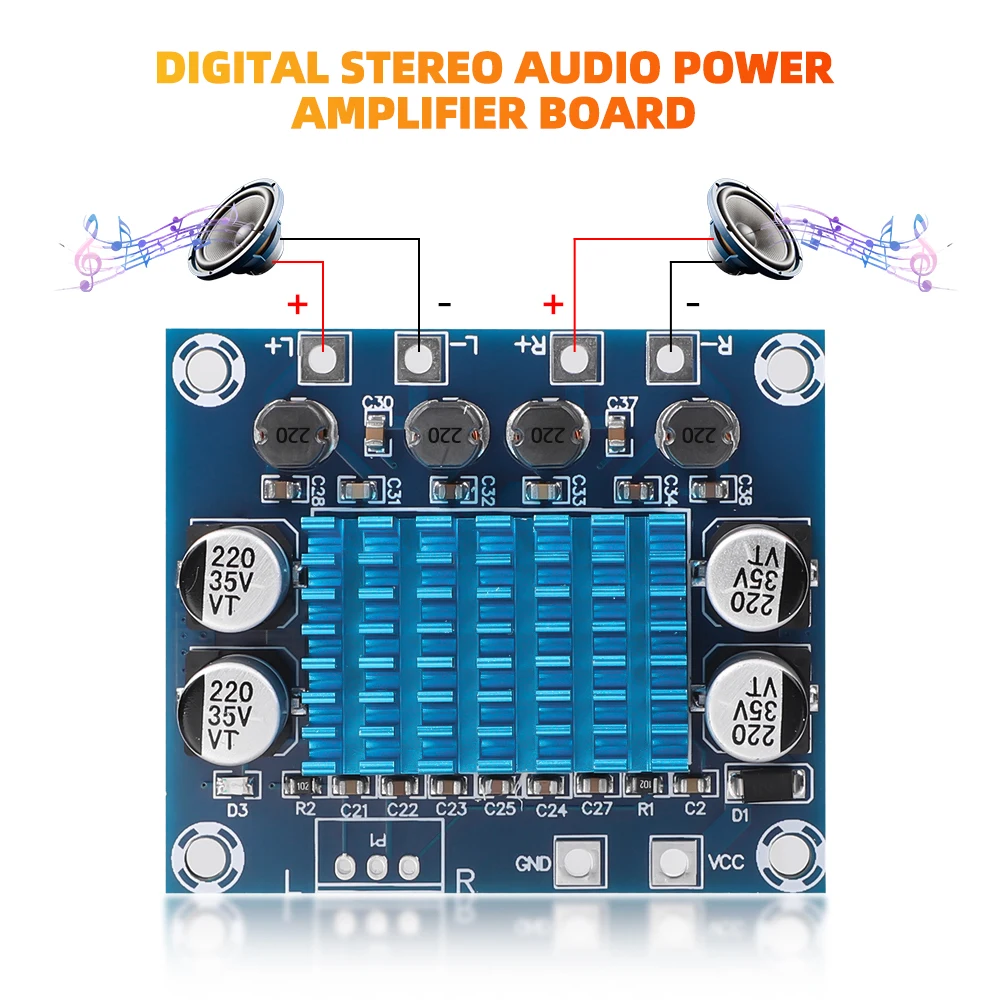 1PCS DC12-26V 2*120W Dual Channel Digital Stereo Audio Power Amplifier Board High Power CS8673 DIY 240W Amplificador Sound Board