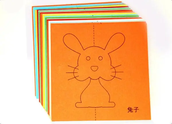 48pcs/set Kids cartoon color paper folding and cutting toys/children kingergarden art craft DIY educational toys