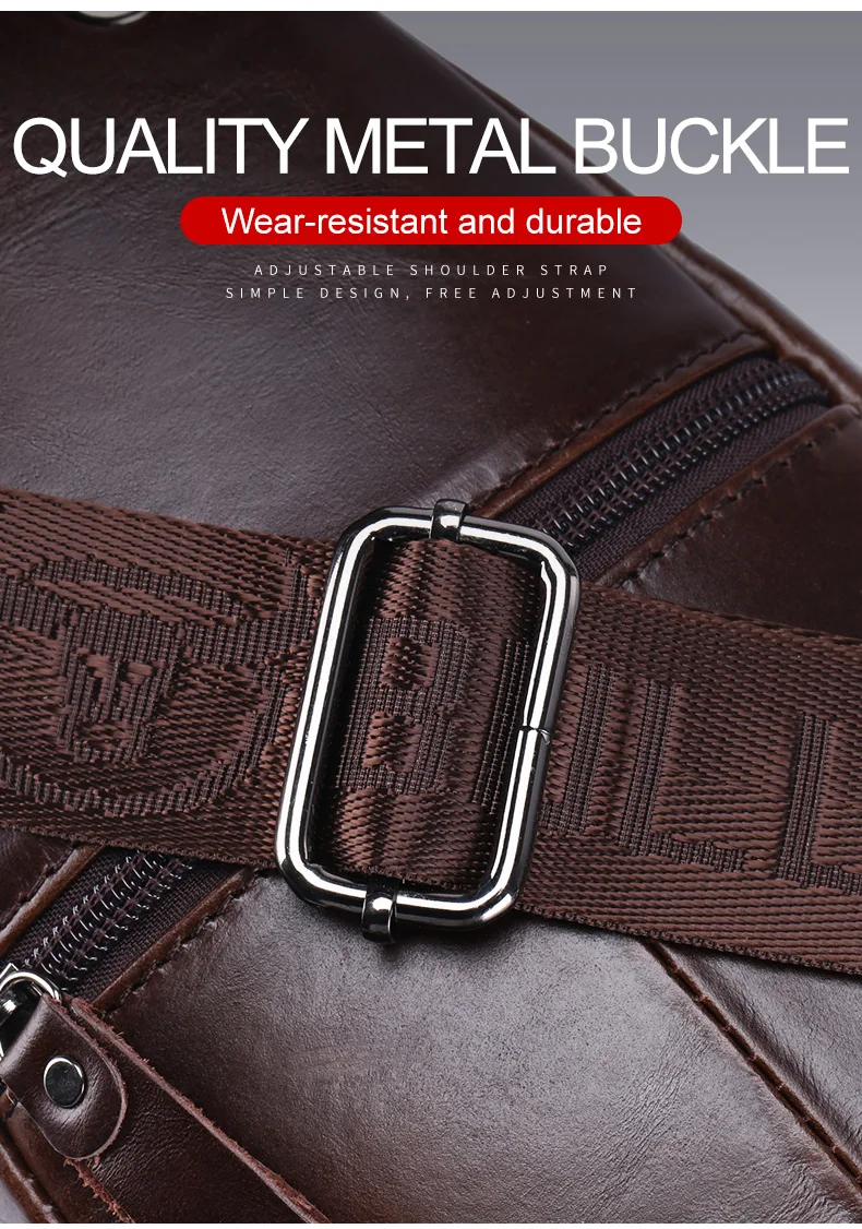 BULLCAPTAIN 2023 The Latest Men's Leather Chest Bag Large Capacity Casual Men's Messenger Bag Classic Leather Chest Bag XB 127