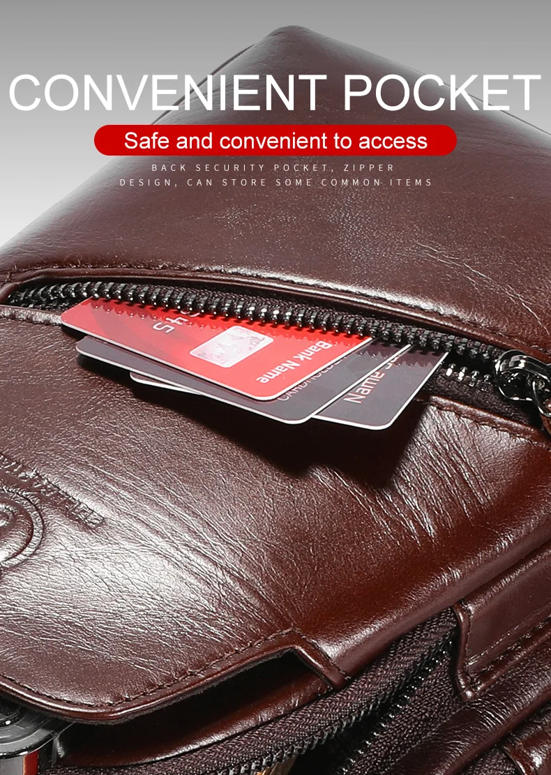 BULLCAPTAIN 2023 The Latest Men's Leather Chest Bag Large Capacity Casual Men's Messenger Bag Classic Leather Chest Bag XB 127