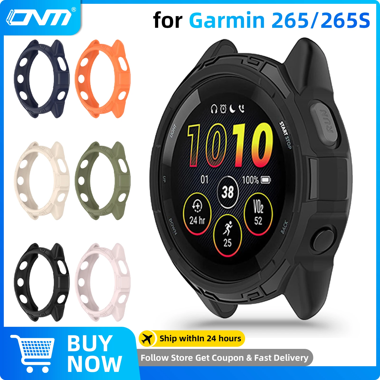 Case for Garmin Forerunner 265 265S Anti-scratch Protection Cover for Garmin 265 265S Soft Silicone Cases Shell Accessory