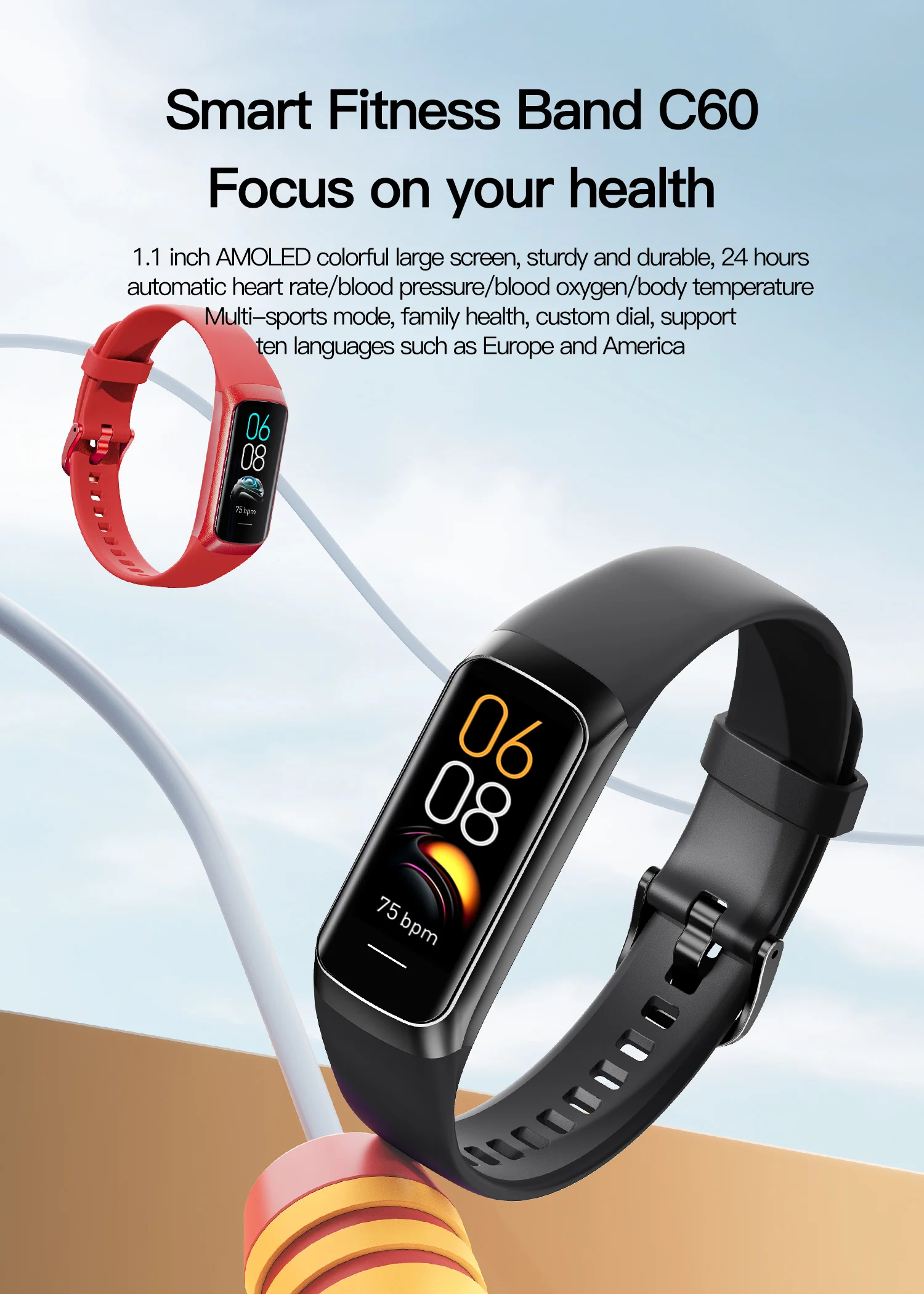 AMOLED Smartwatch Body Temperature Monitor Fitness Clock Sports 3ATM Waterproof Men Smart Watch Band for Women IOS Android 2026