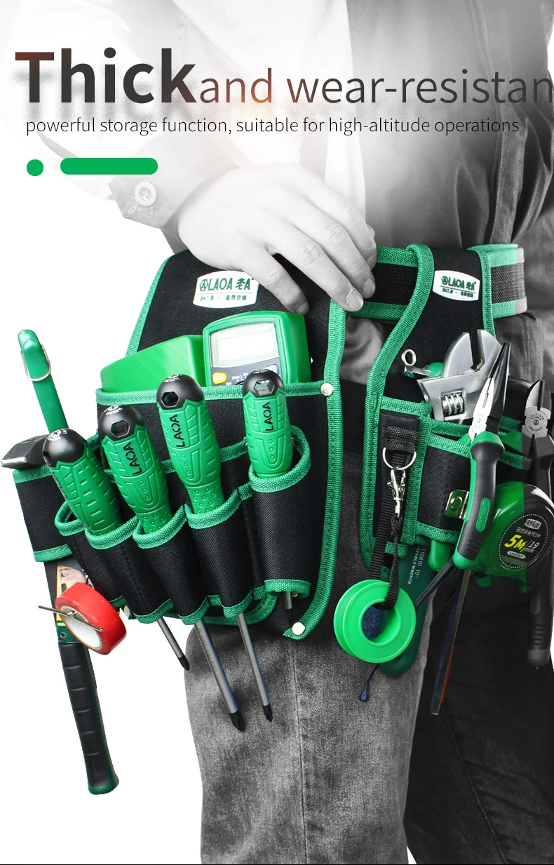 LAOA Multi-function Storage Bag Oxford Cloth Waist Pack Hardware Repair Tool Pocket Wrench Pliers Electrician Household Belt