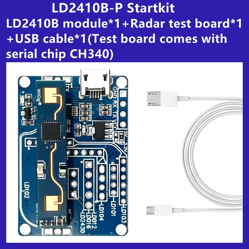 Hilink Hot Sale IC Smart Home 5V TestKit HLK-LD2410B 24G MMWave Sensor Human Presence Sensing Radar Module High Sensitivity