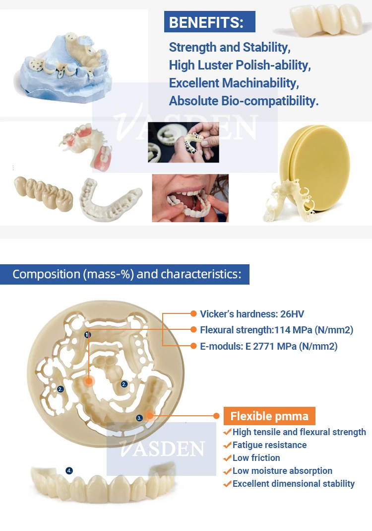 98*16mm Monolayer PMMA Disc Dental Lab Material Resin Disk CAD CAM Block