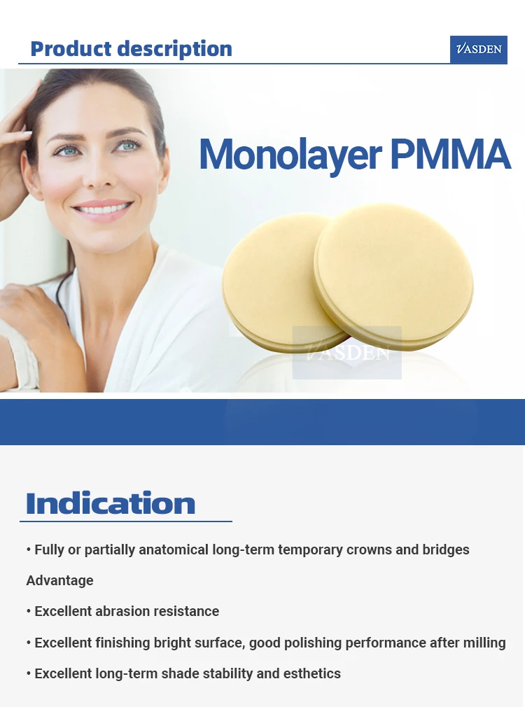 98*16mm Monolayer PMMA Disc Dental Lab Material Resin Disk CAD CAM Block