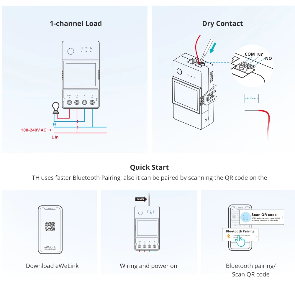 SONOFF THR316D/THR320D Temperature Humidity Smart Switch 16A/20A Dry Contact Output LCD Screen Monitoring via eWeLink Alexa