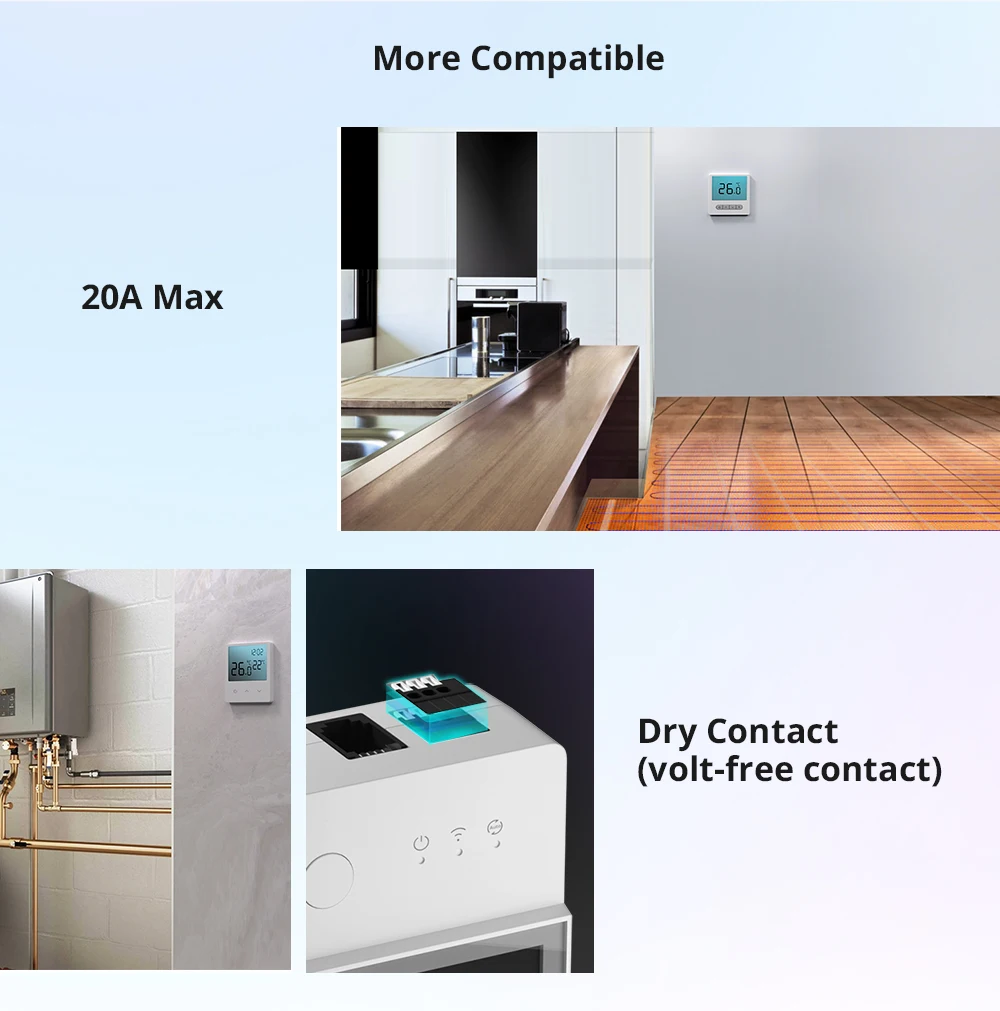 SONOFF THR316D/THR320D Temperature Humidity Smart Switch 16A/20A Dry Contact Output LCD Screen Monitoring via eWeLink Alexa