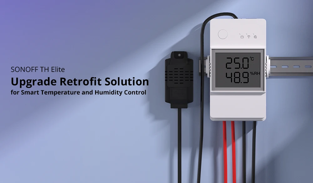 SONOFF THR316D/THR320D Temperature Humidity Smart Switch 16A/20A Dry Contact Output LCD Screen Monitoring via eWeLink Alexa