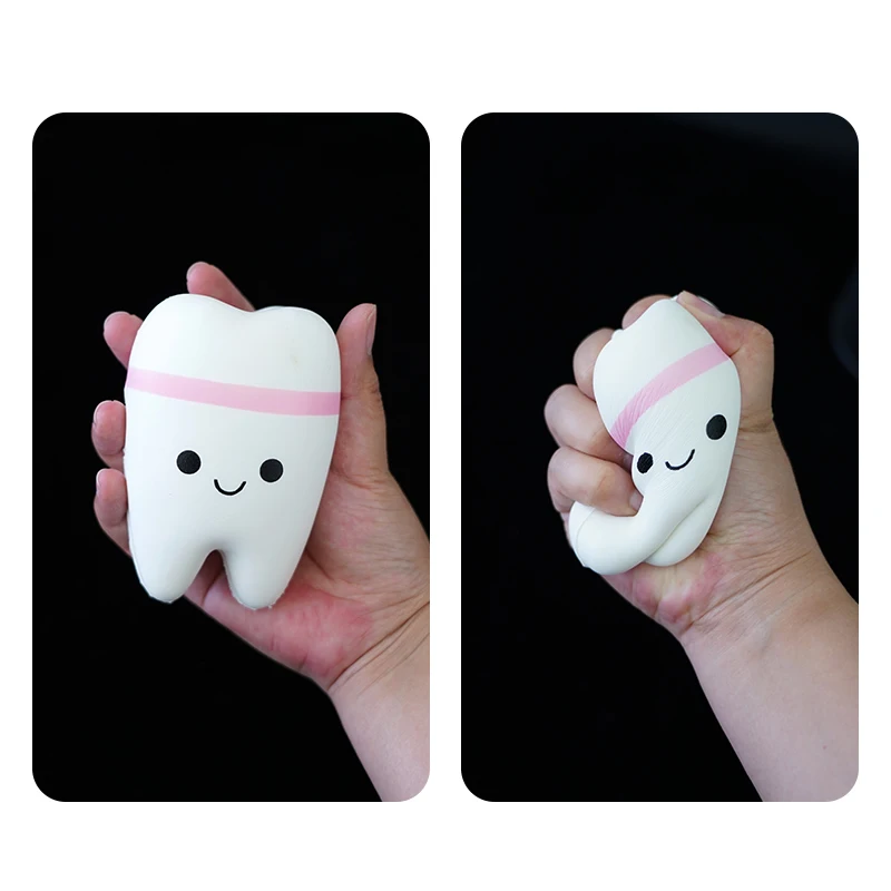 1pc Teeth Shape Squeeze Gift Smile Slow Rising Cute Cartoon Hand Spinner Stretchy Relax Squishy Toy Dentist Gift