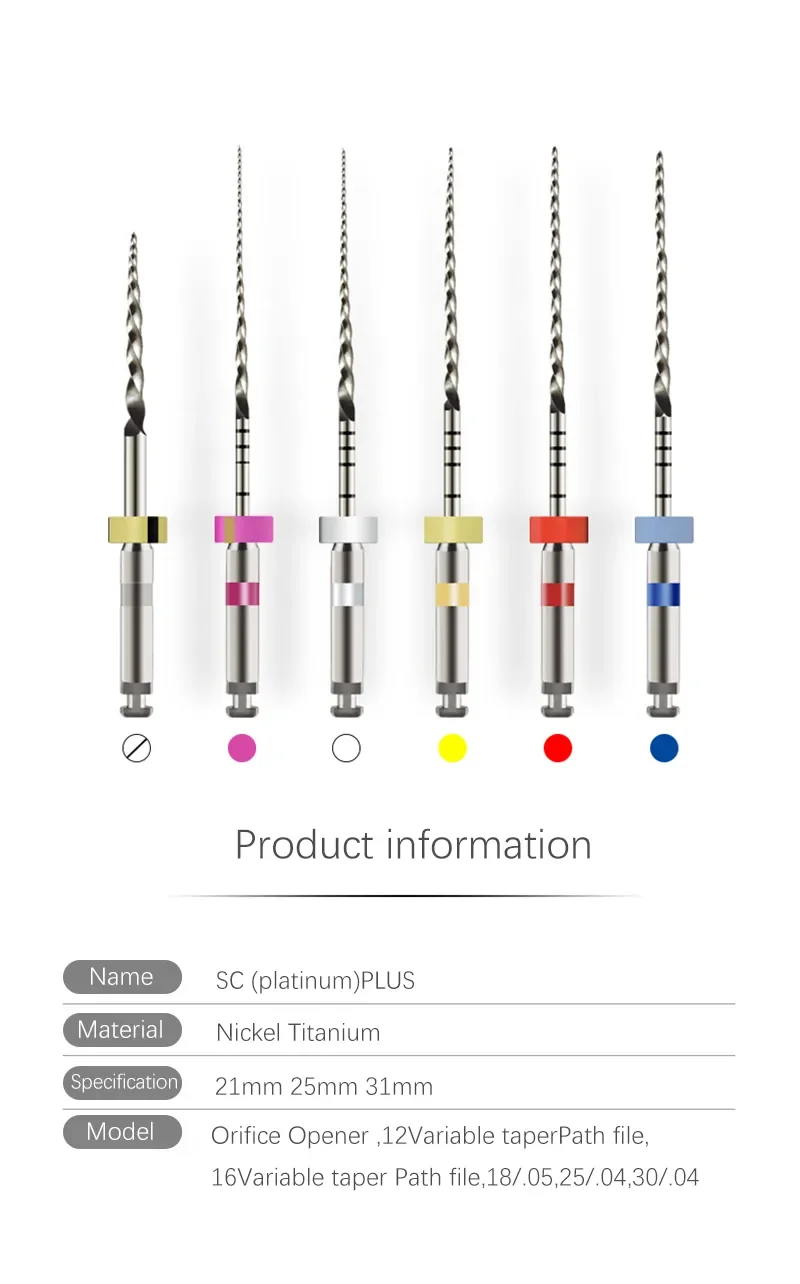 SOCO PLUS 6Pcs/Box Activated Root Canal File Dentist Tools Endodontic Rotary Material, High Precision, Heat Treatment Process