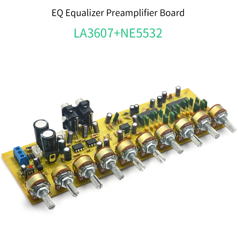 UNISIAN Audio Equalizer Board LA3607 NE5532 EQ Preamplifier With Treble Bass Midrange Equalization 10 Road Tone Control For AMP