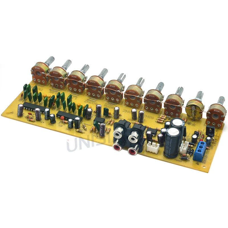 UNISIAN Audio Equalizer Board LA3607 NE5532 EQ Preamplifier With Treble Bass Midrange Equalization 10 Road Tone Control For AMP