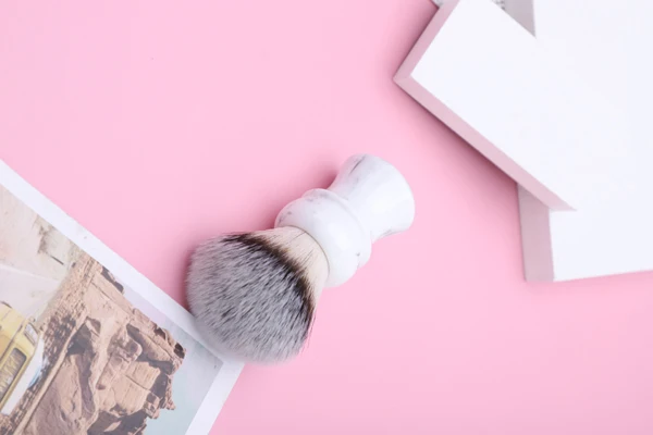 YAQI Everest 24mm White Marble Synthetic Hair Travel Shaving Brush Mens Shavers Brushes