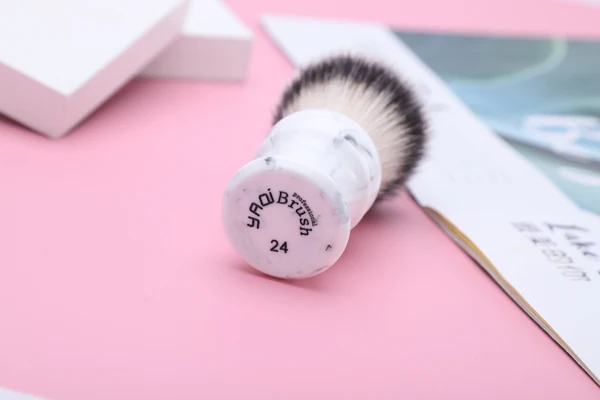 YAQI Everest 24mm White Marble Synthetic Hair Travel Shaving Brush Mens Shavers Brushes