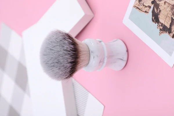 YAQI Everest 24mm White Marble Synthetic Hair Travel Shaving Brush Mens Shavers Brushes