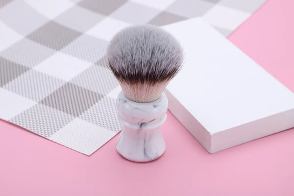 YAQI Everest 24mm White Marble Synthetic Hair Travel Shaving Brush Mens Shavers Brushes